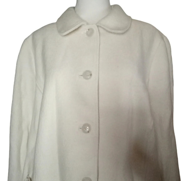 Talbot's Cream Wool Blend Ruffle Pocket Button Front Blazer Size 20 Petite NWOT - Picture 2 of 7